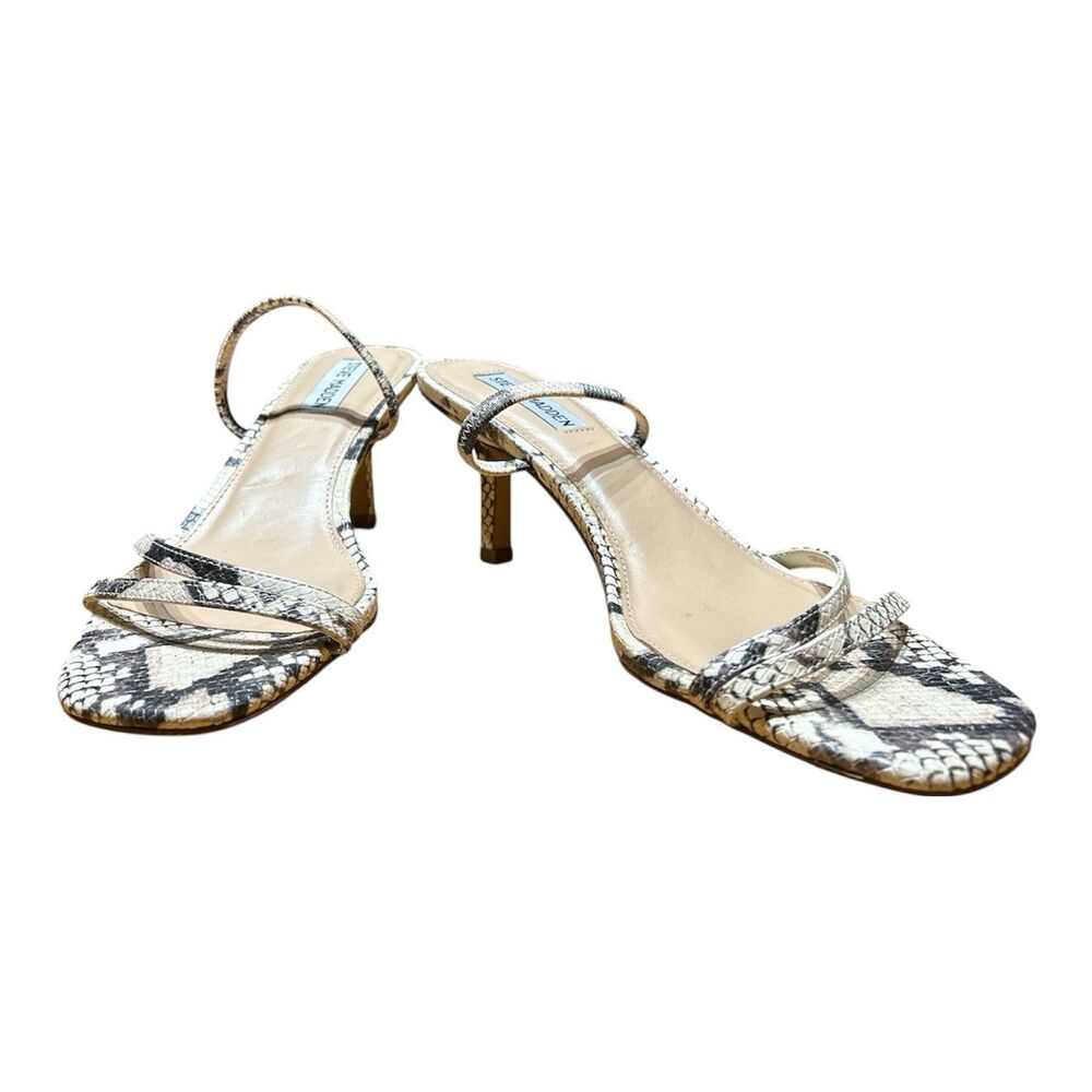Steve Madden Loft Snake Print Strappy Kitten Heels Sandals Womens 10 Square Toe